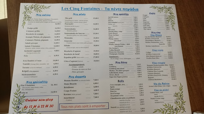 Opinii despre Les Cinq fontaines-τα πέντε πηγάδια în Dinant - Horeca